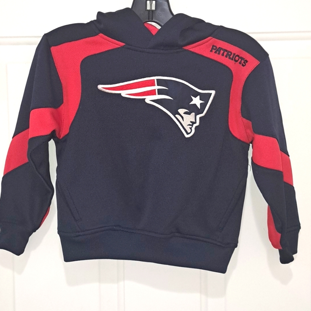 NE Patriots NFL Hoodie Sweatshirt pockets red blue Team Apparel Kids Sm 4